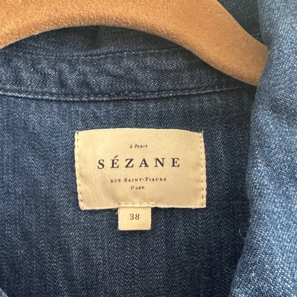 Sezane Dark Denim Tomboy Shirt Size 38 - Picture 2 of 4